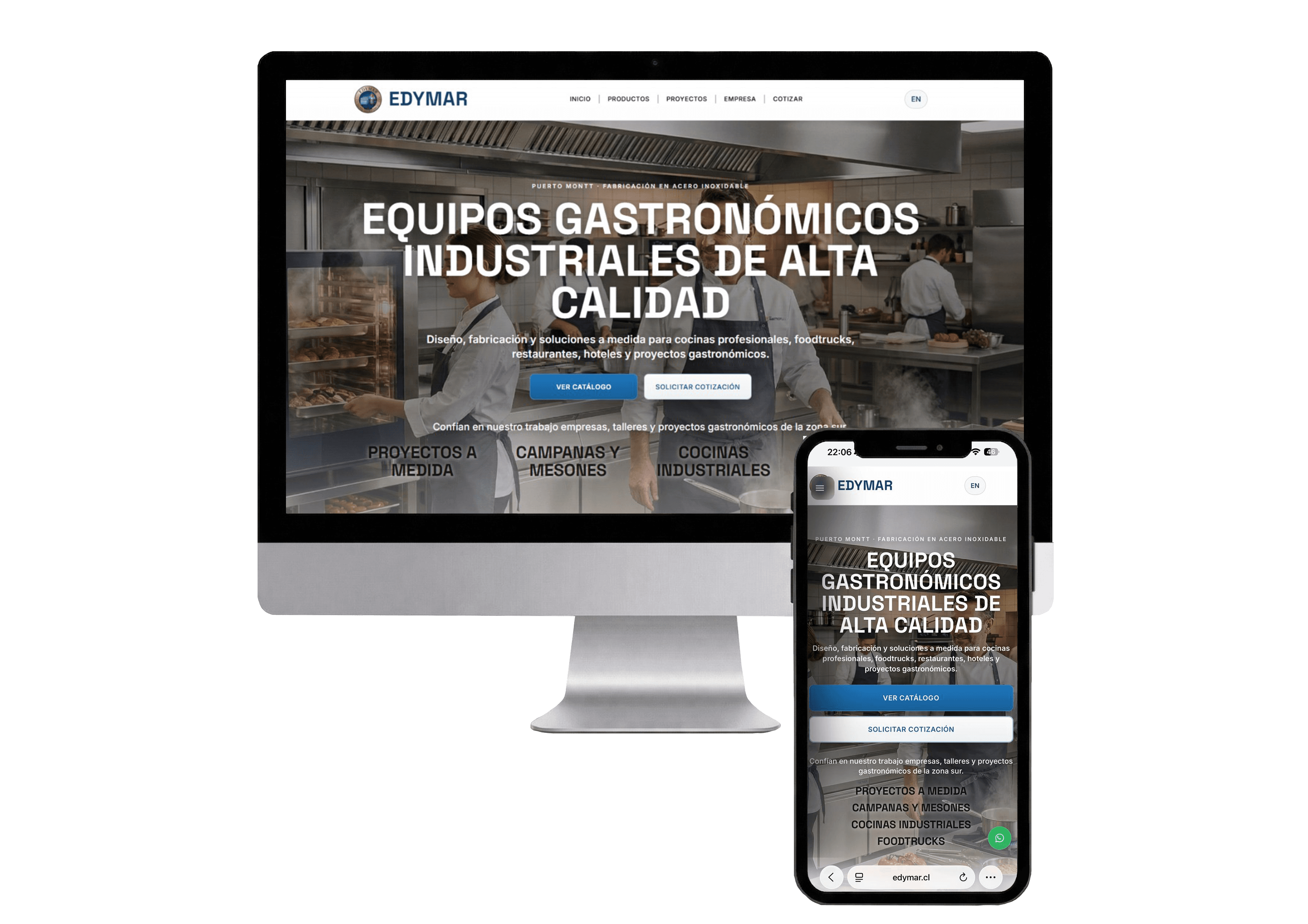 Vista de proyecto en monitor y teléfono